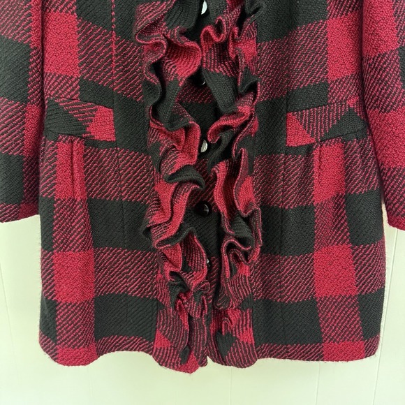 PLENTY Tracy Reese Red Plaid COAT S Buffalo Christmas Anthropologie Holiday - Picture 7 of 16